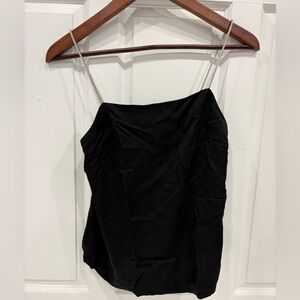 Rhinestone strap satin tank top